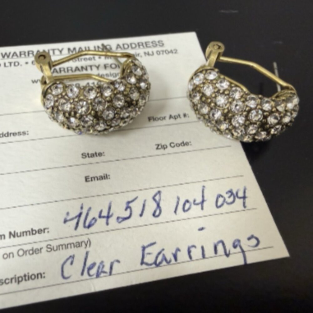 SIGNED HEIDI DAUS Clear CRYSTAL OMEGA EARRINGS NEW